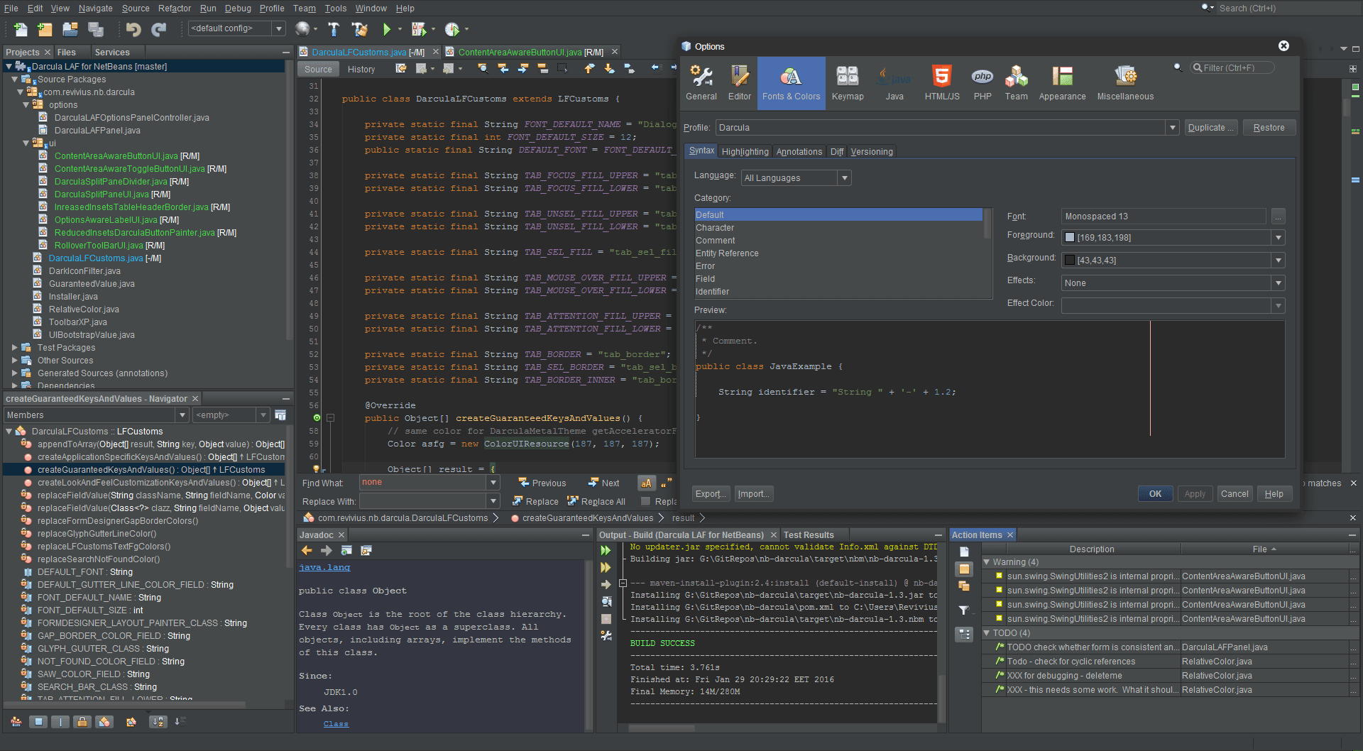 NetBeans IDE with dark theme