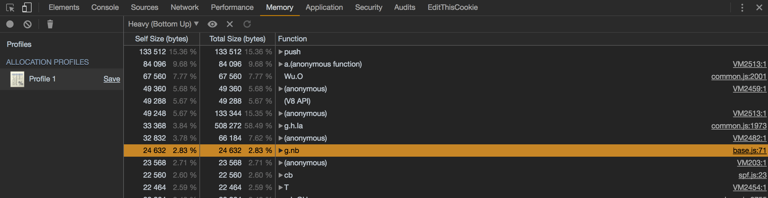 Allocation Profile Devtools